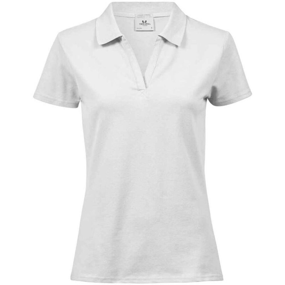 Tee Jays Womens/Ladies Luxury Stretch V Neck Polo Shirt / White